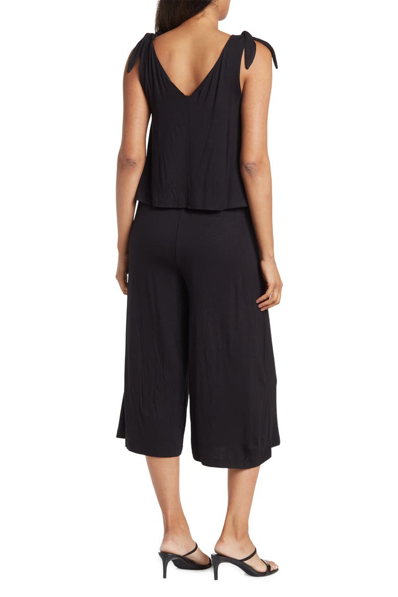 Knot Strap Knit Jumpsuit, Alternate, color, BLACK