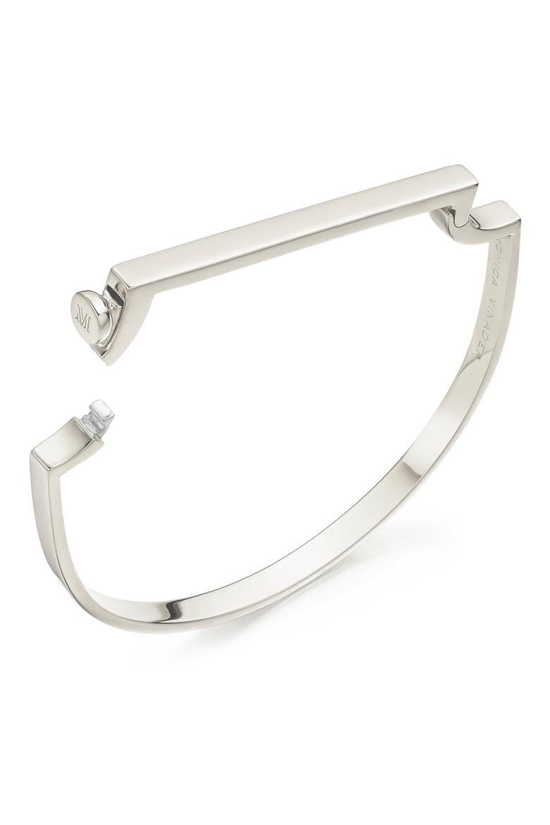 Signature Large Bar Bangle Bracelet, Alternate, color, SILVER