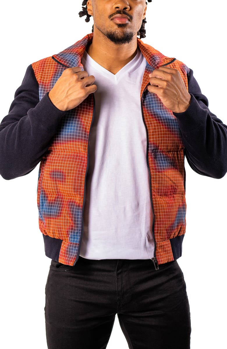 Maceoo Quilted & Knit Bomber Jacket, Alternate, color, Orange