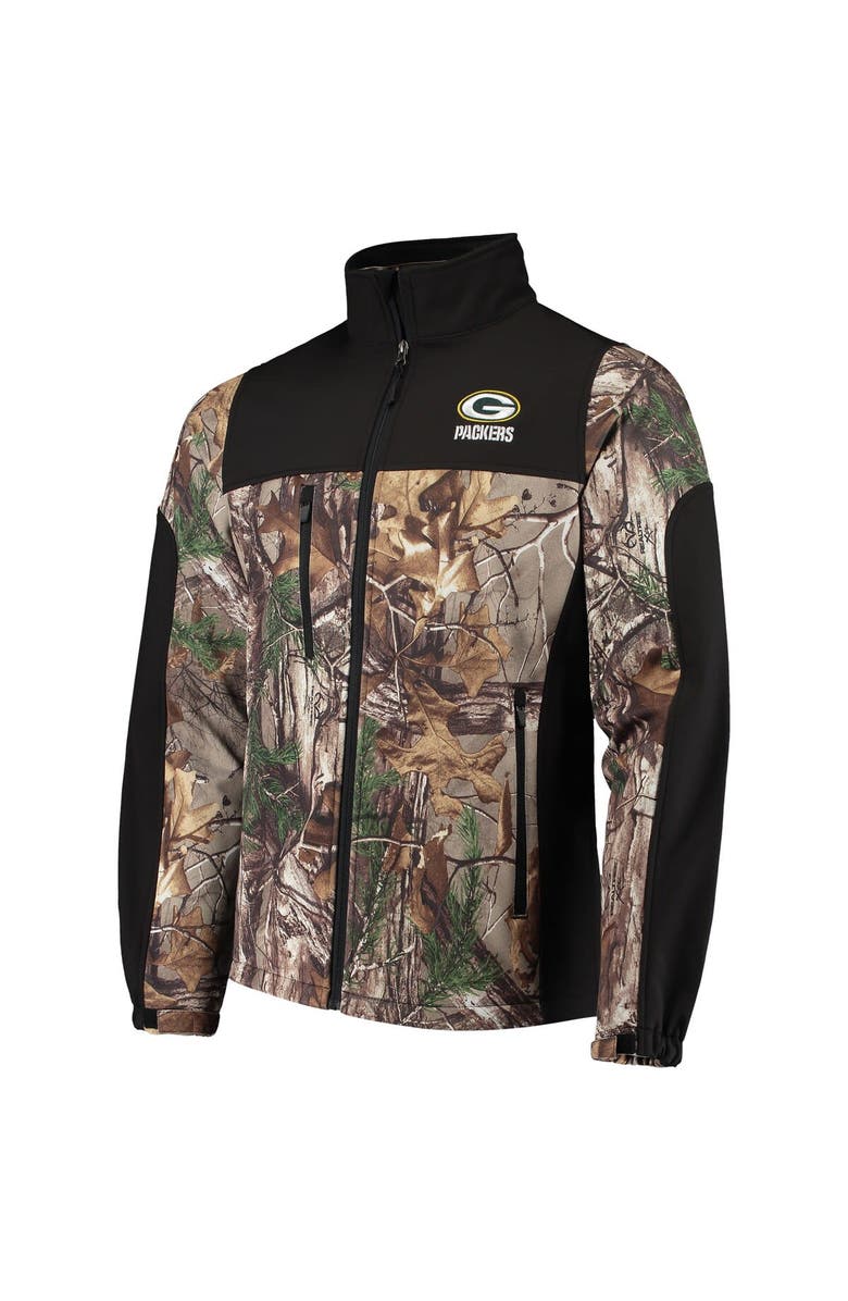 DUNBROOKE Men's Dunbrooke Realtree Camo/Black Green Bay Packers Circle Hunter Softshell Full-Zip Jacket, Alternate, color, 