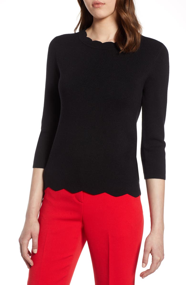 Halogen<sup>®</sup> Halogen Scallop Edge Sweater, Main, color,