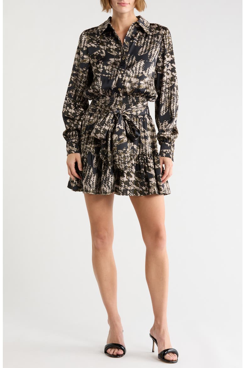 Mira Long Sleeve Shirtdress, Main, color, BLACK MULTI