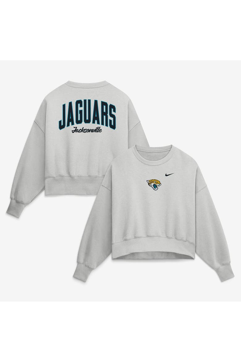Women's Nike  Gray Jacksonville Jaguars Oversized Primetime Phoenix Fleece Sweatshirt, Main, color, Gray