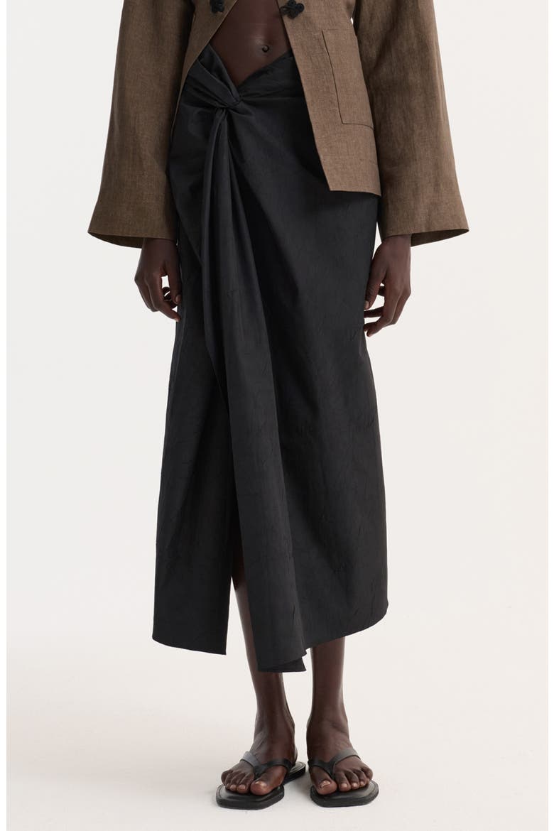 Textured Sarong Skirt, Main, color, BLACK