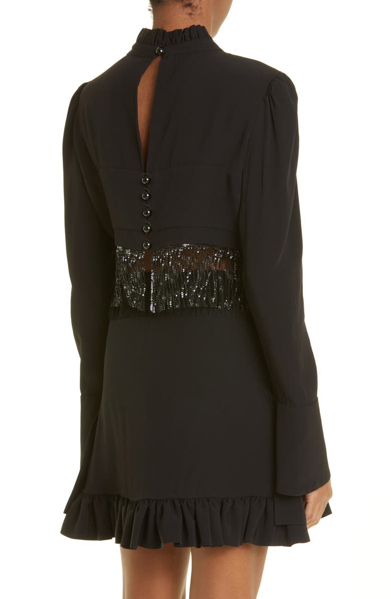 Rabanne Fringe Crop Crepe Top, Alternate, color, 