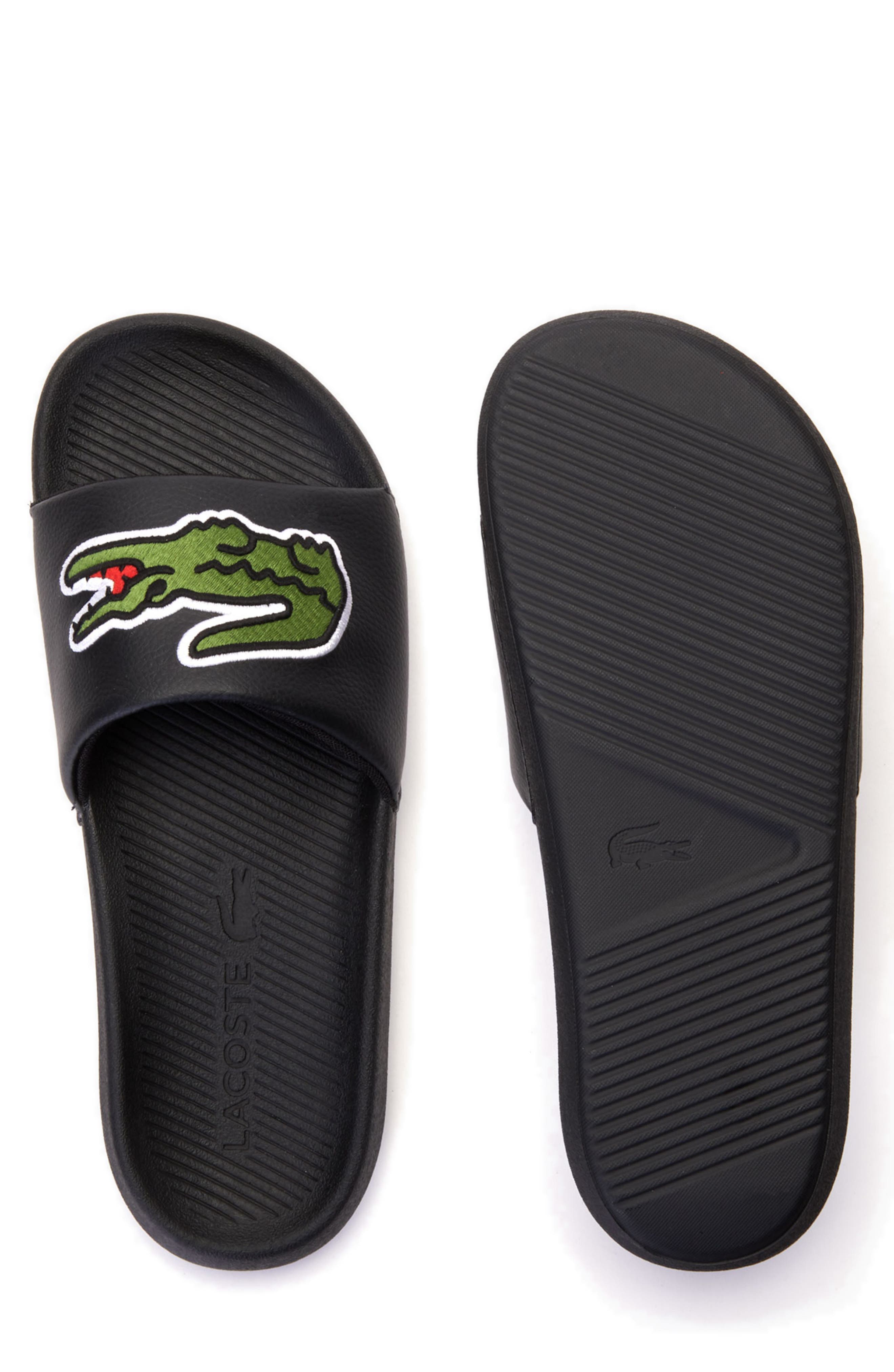 Croco Slide Sandal, Alternate, color, BLACK/ GREEN