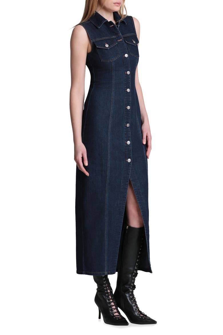 Sleeveless Stretch Denim Dress, Alternate, color, SATIN WASH