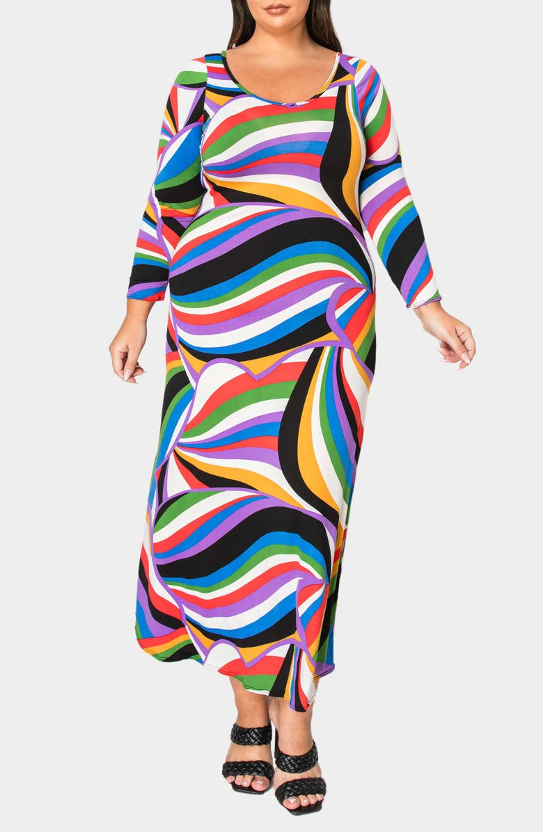 L I V D Ezra Print Long Sleeve Maxi Dress, Alternate, color, Vibrant