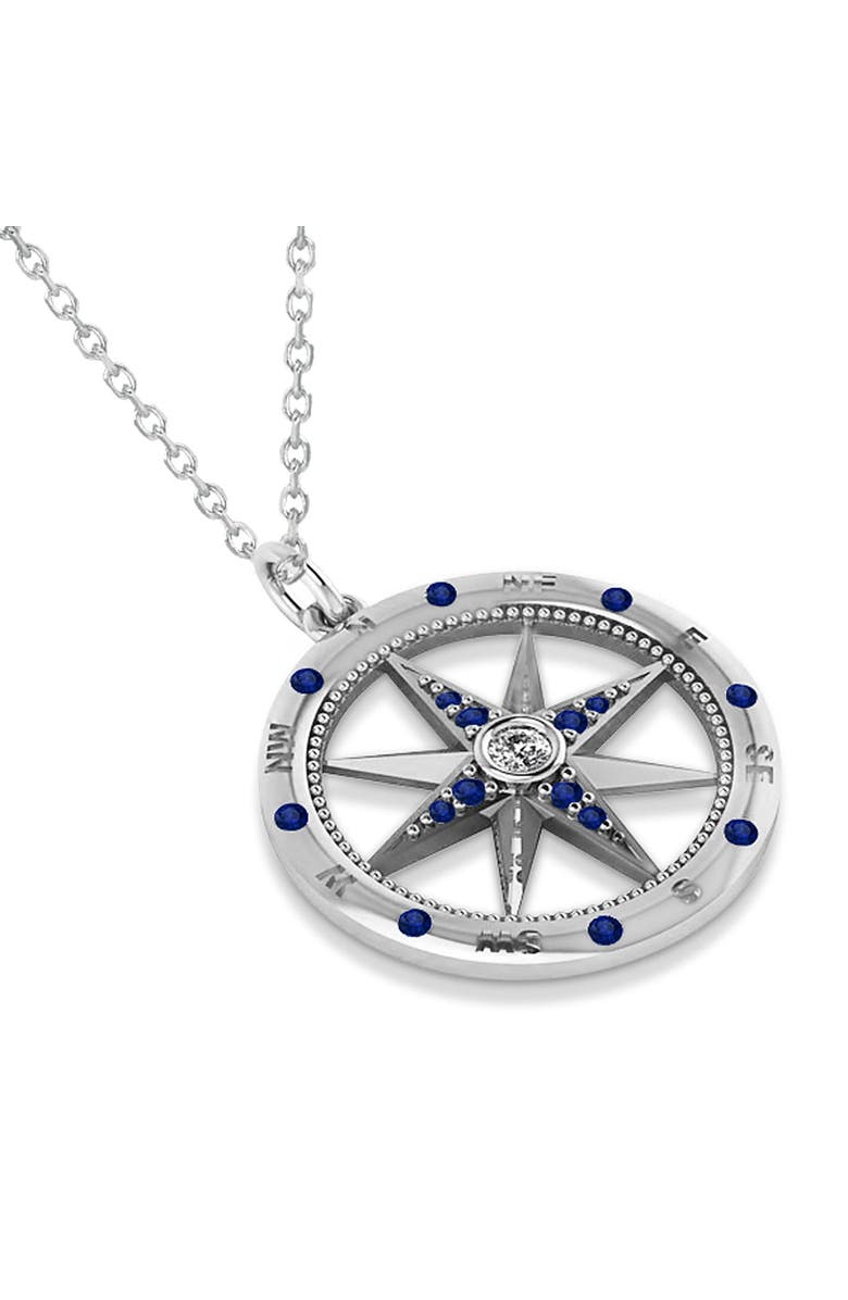 ALLUREZ Compass Necklace Pendant Diamond Accented 14k, Alternate, color, Natural