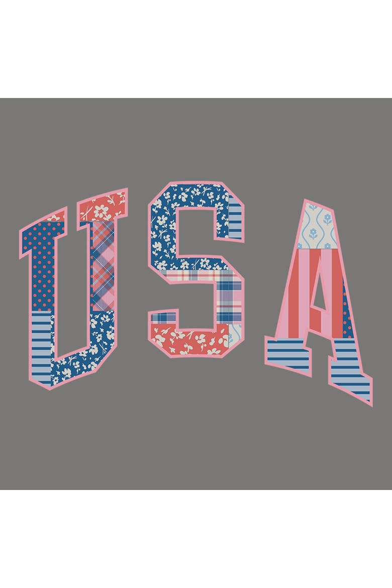 Junior's USA Patchwork Fill Short Sleeve Baby T-Shirt, Alternate, color, Charcoal