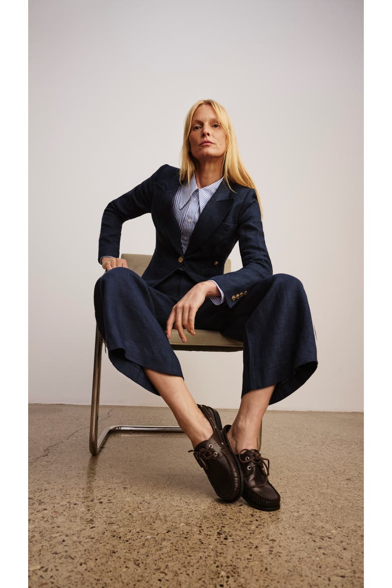 Linen Classic Duchess Blazer, Alternate, color, Navy Linen