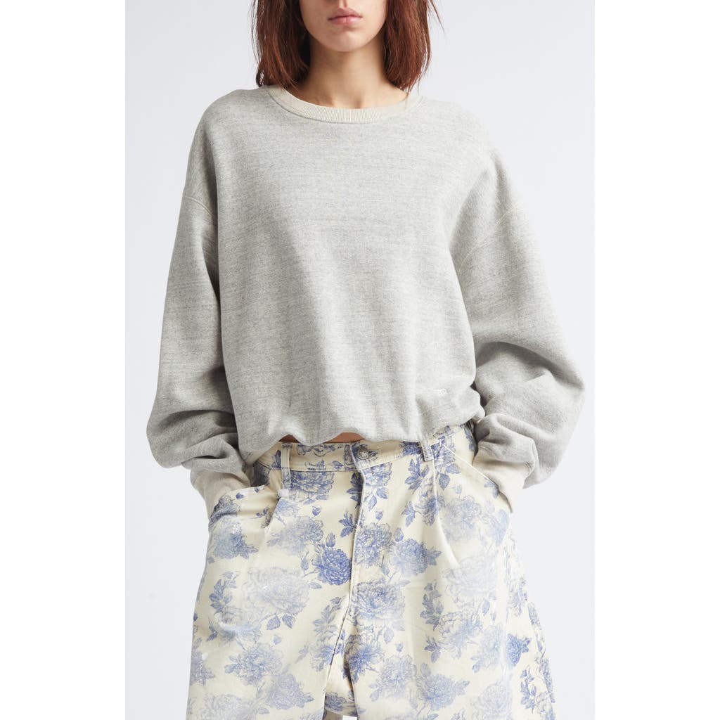 R13 Oversize Balloon New York Crewneck Graphic Sweatshirt In Heather Grey With Oatmeal