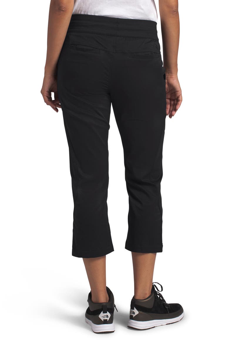 Aphrodite Motion Water Repellent Capri Pants, Alternate, color, BLACK