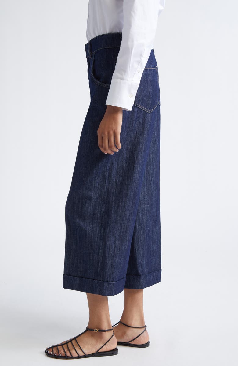 Max Mara Efedra Crop Cotton Blend Wide Leg Denim Pants, Alternate, color, Midnight Blue