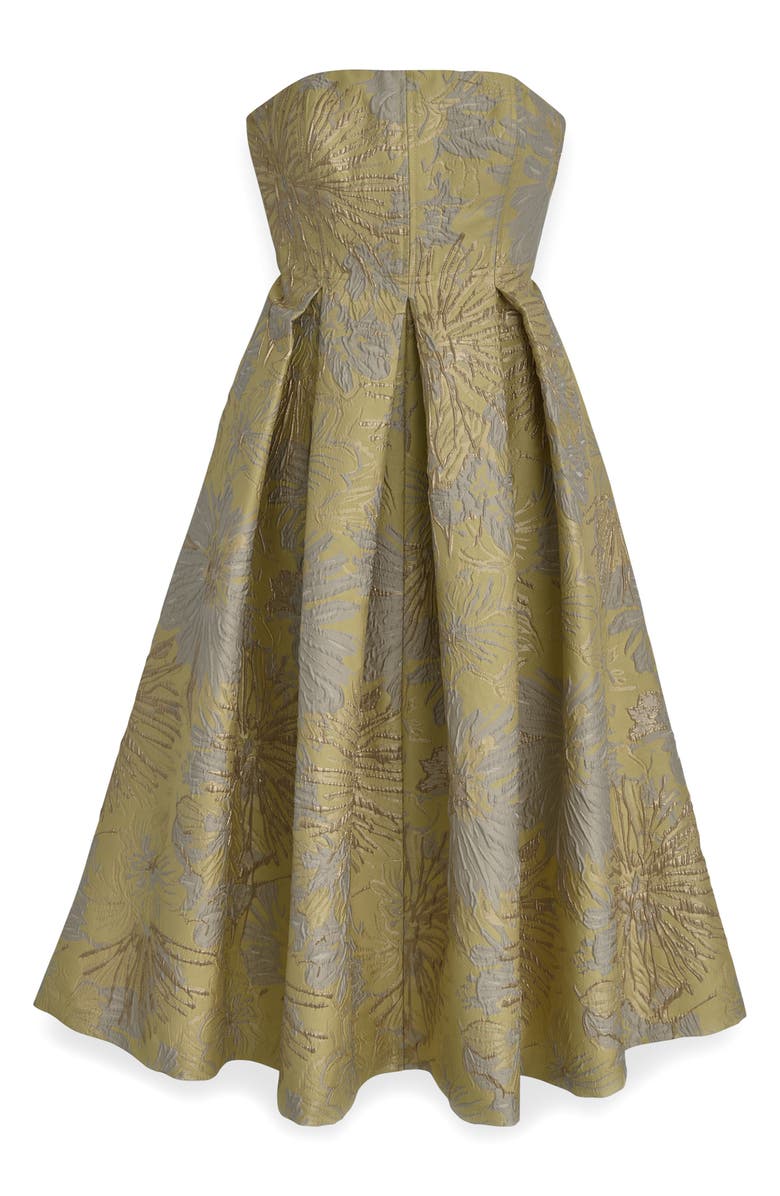 Donna Karan New York Metallic Floral Jacquard Strapless Cocktail Dress, Alternate, color, 