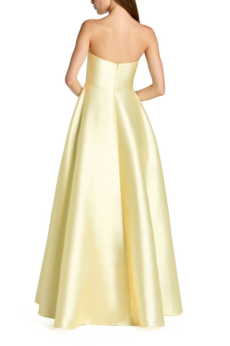 Women’s Strapless Floral Printed Mikado Ball Gown, Alternate, color, Butter Multi