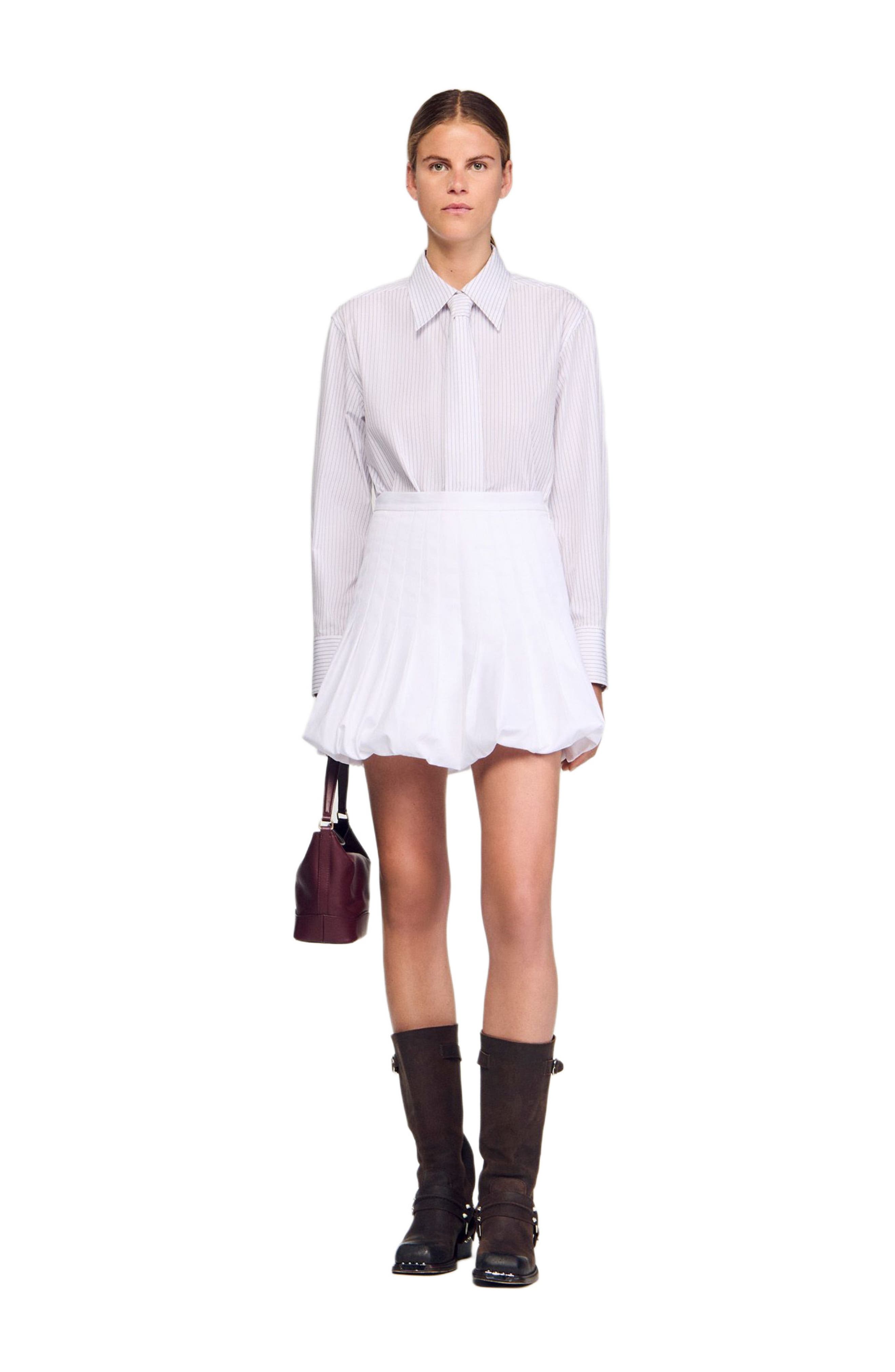 Striped shirt with detachable tie