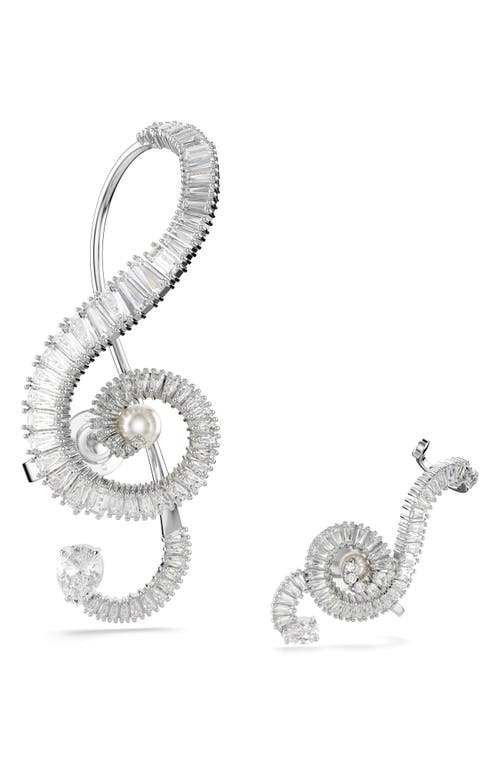 Swarovski X Ariana Grande Asymmetric Music-inspired Clip Earrings In White
