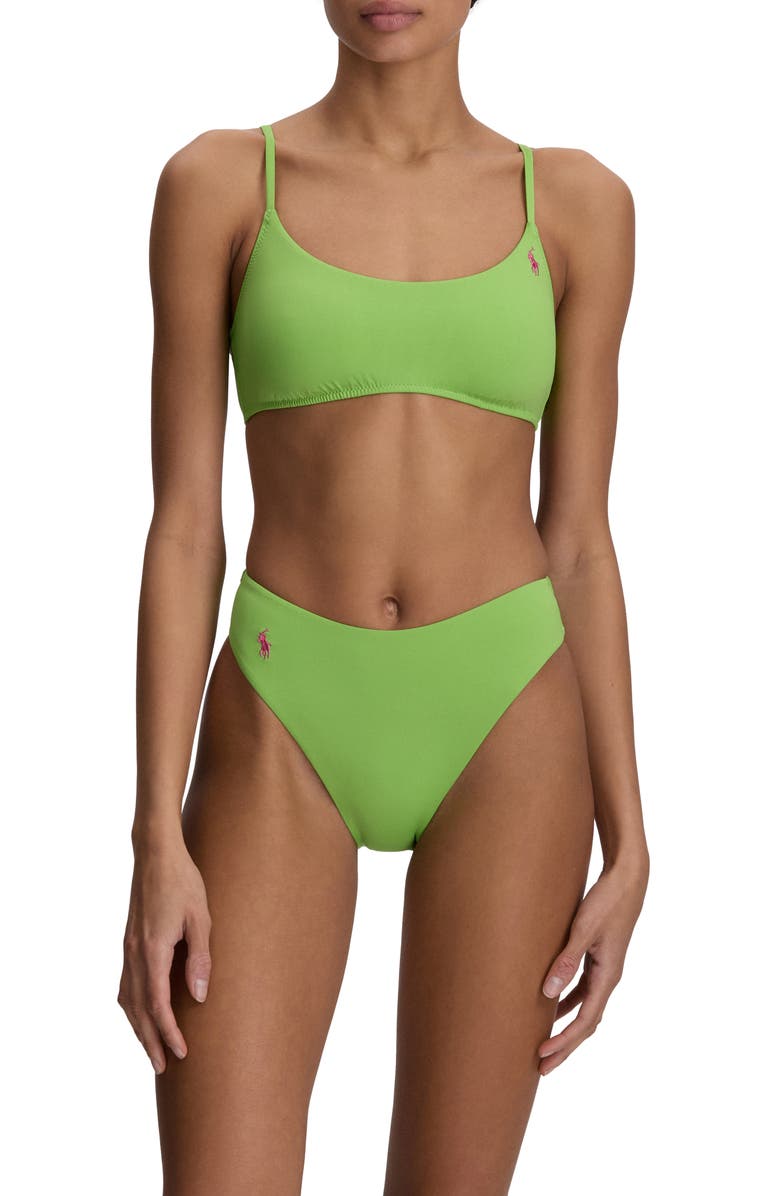 Polo Ralph Lauren Modern High Cut Bikini Bottoms, Alternate, color, Riviera Green