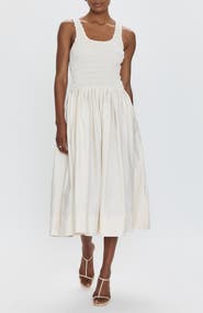 Pistola Alessia Smocked Drop-Waist Stretch Cotton Midi Dress