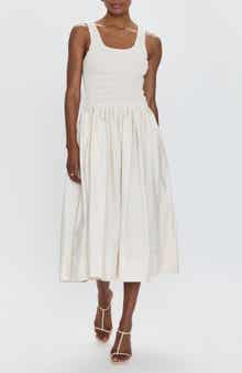 Pistola Alessia Smocked Drop-Waist Stretch Cotton Midi Dress