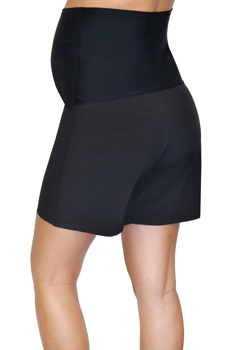 Foldover Maternity Board Shorts, Alternate, color, BLACK