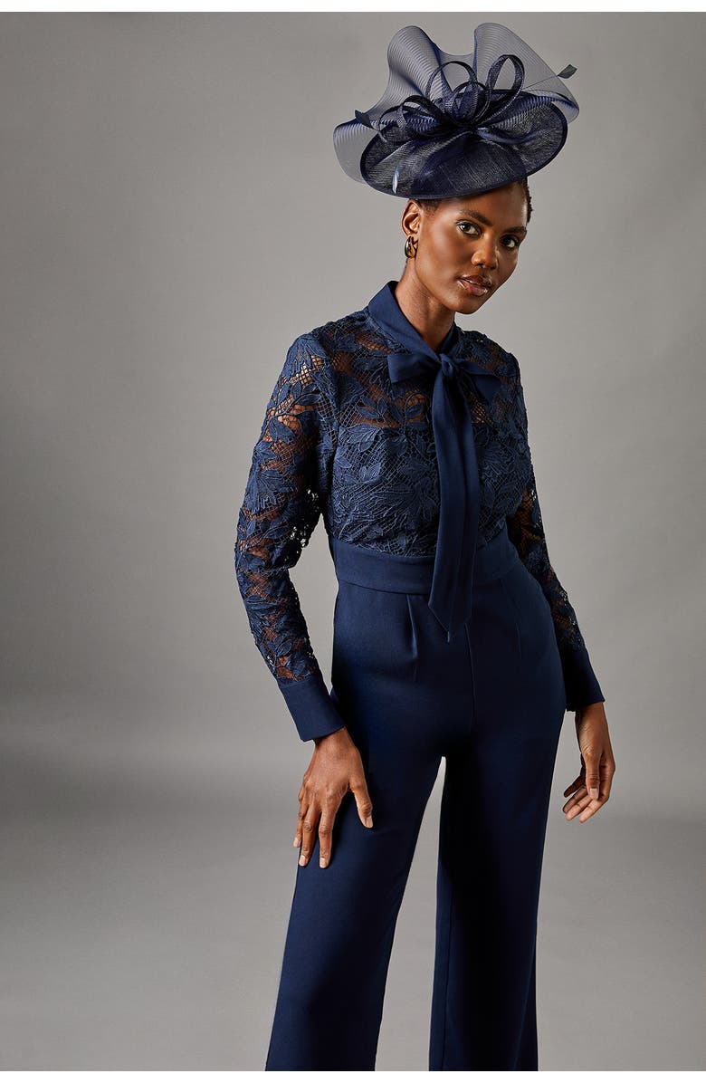 Coast Lace Tie Neck Jumpsuit, Alternate, color, Navy