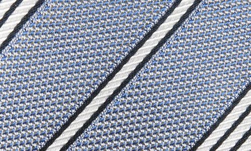 Shop Drake's Grenadine Stripe Silk Tie In 202 Blue Navy Ecru