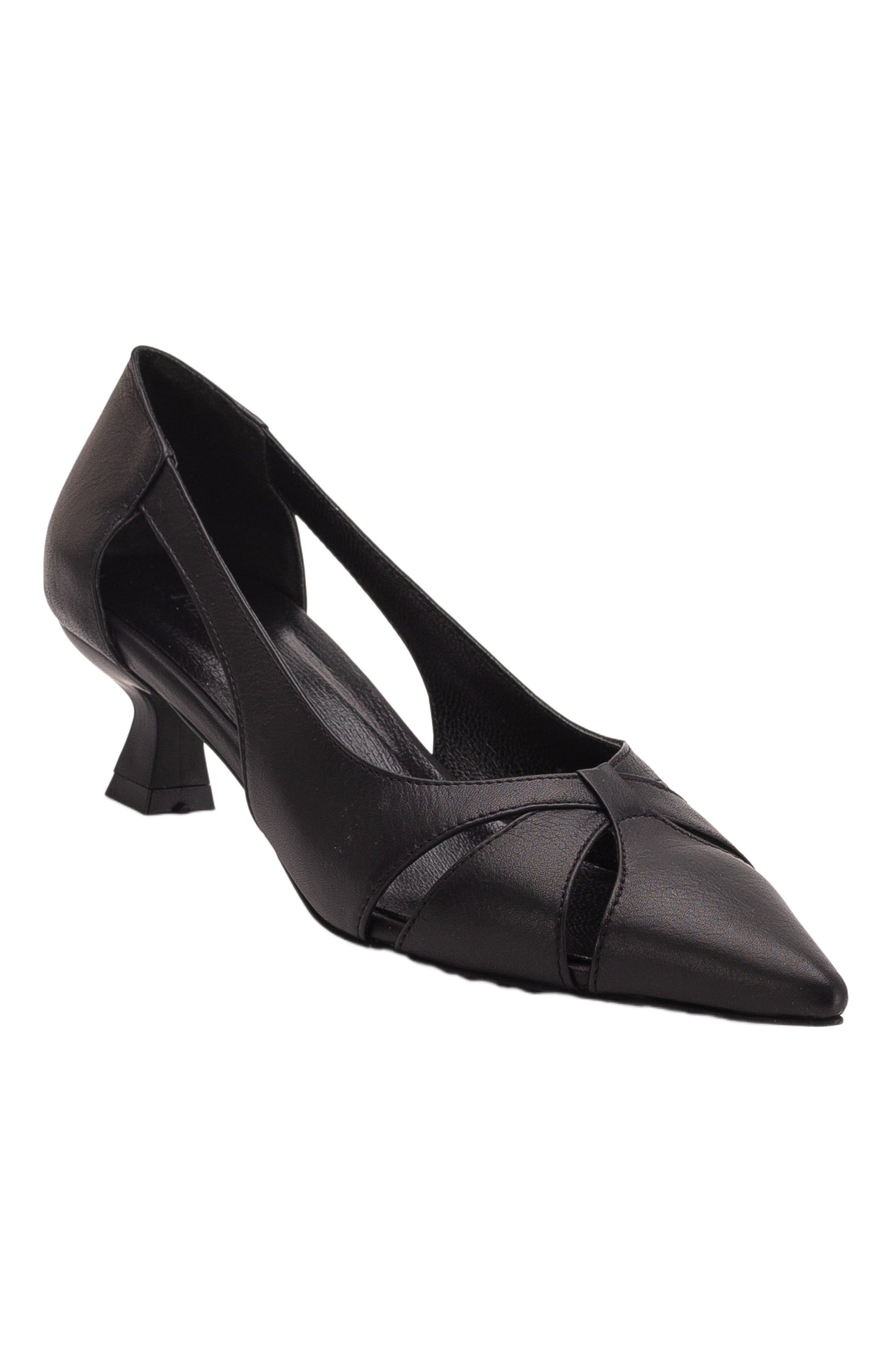 Forever 
Always Shoes Sidal Kitten Heel Leather Pumps, Main, color, Black Leather