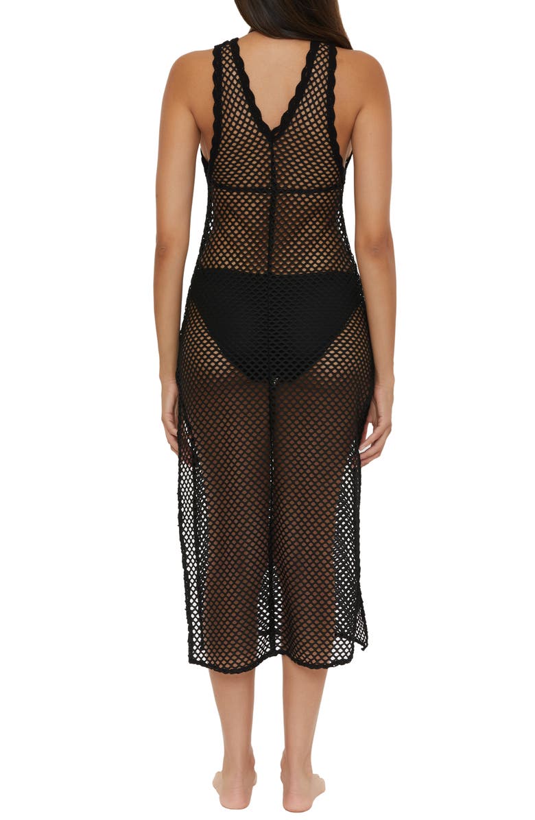 Becca Castaway Island Sheer Mesh Cover-Up Dress, Alternate, color, Black
