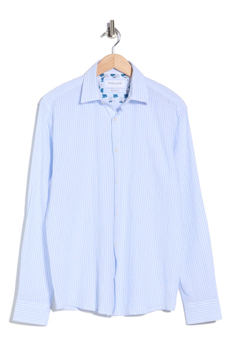 Stripe Regular Fit Button Up Shirt, Alternate, color, WHITE