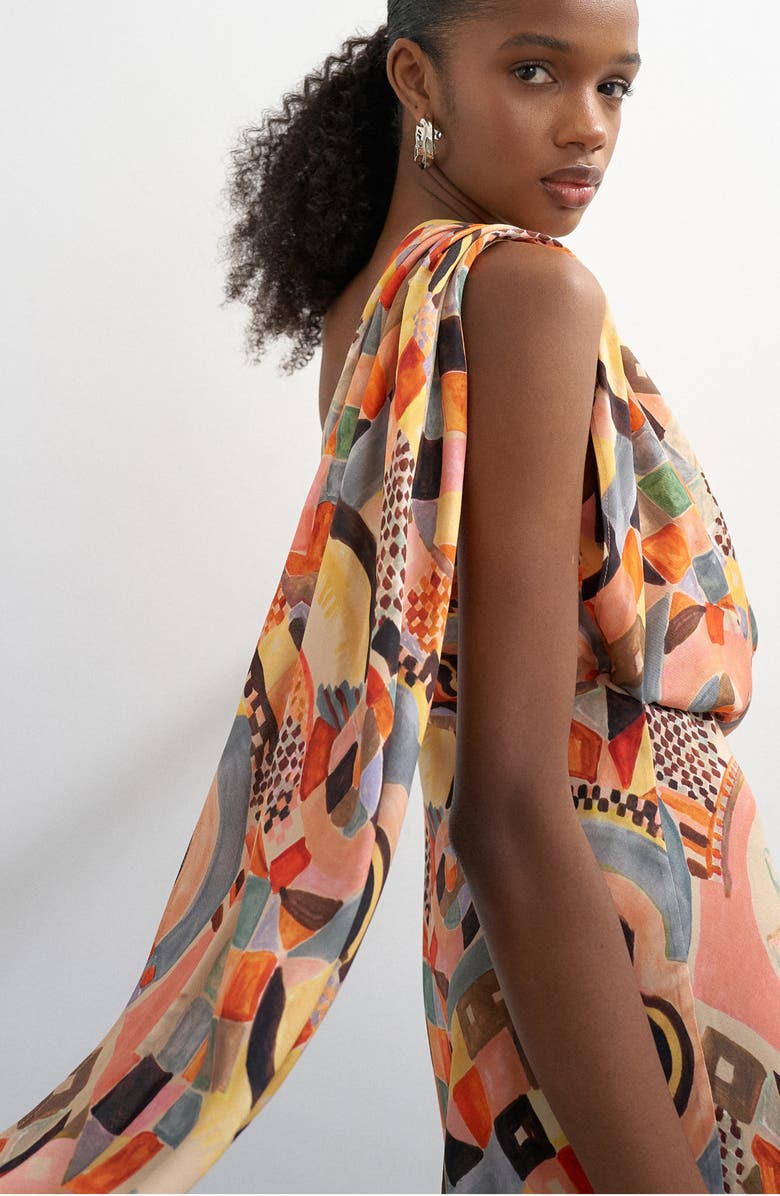 Topshop Draped Scarf Neck Minidress, Alternate, color,