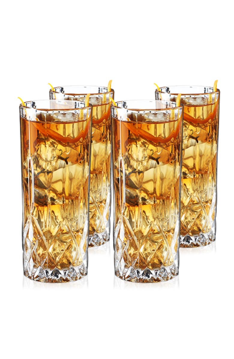 Viski Admiral Crystal Highball Glasses Set of 4, Alternate, color, Clear