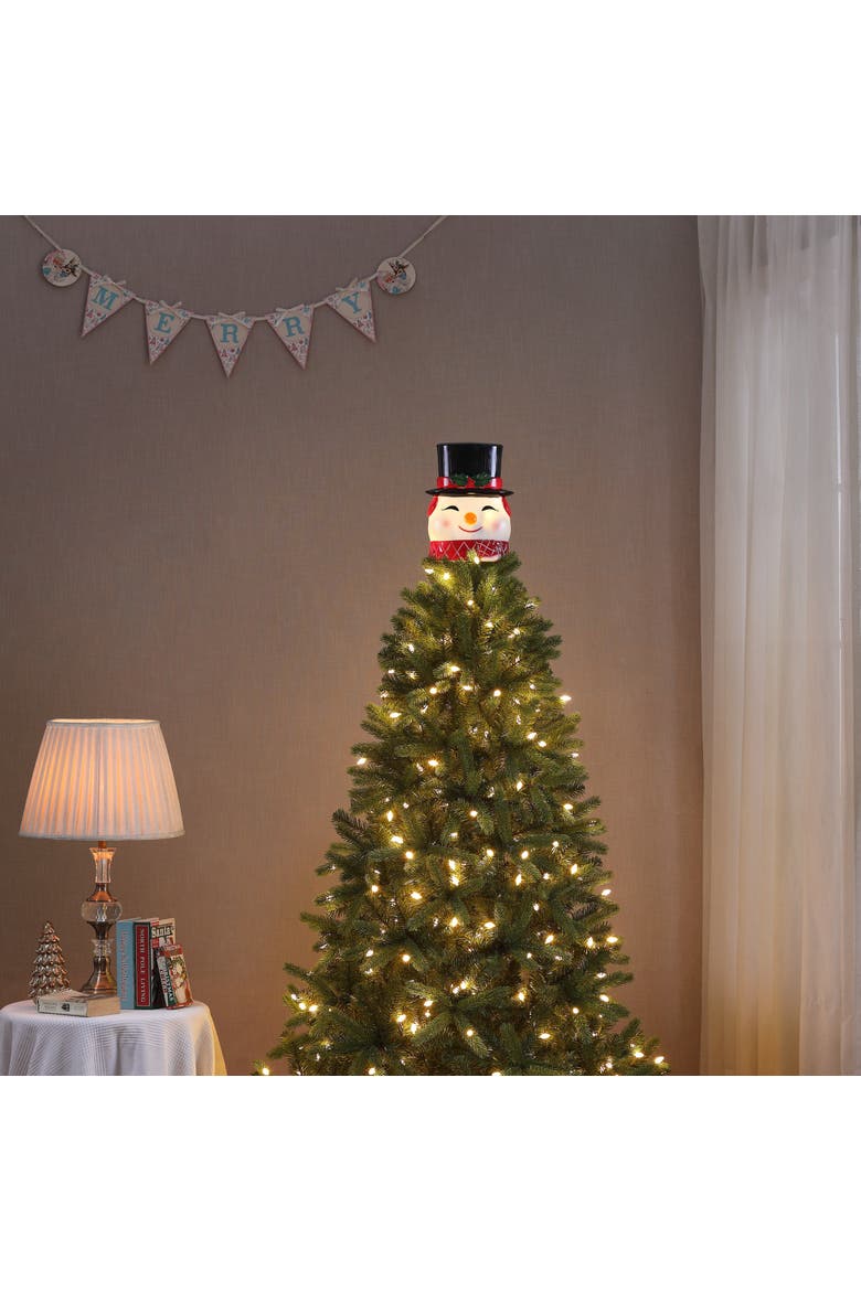 12 in. Blow Mold Lit Tree Topper - Snowman, Alternate, color, Multicolor