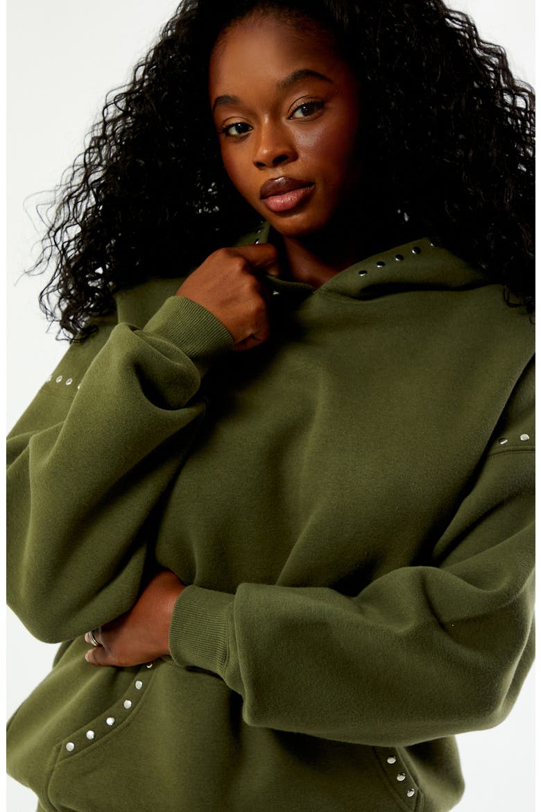 Studded Hoodie, Alternate, color, GREEN