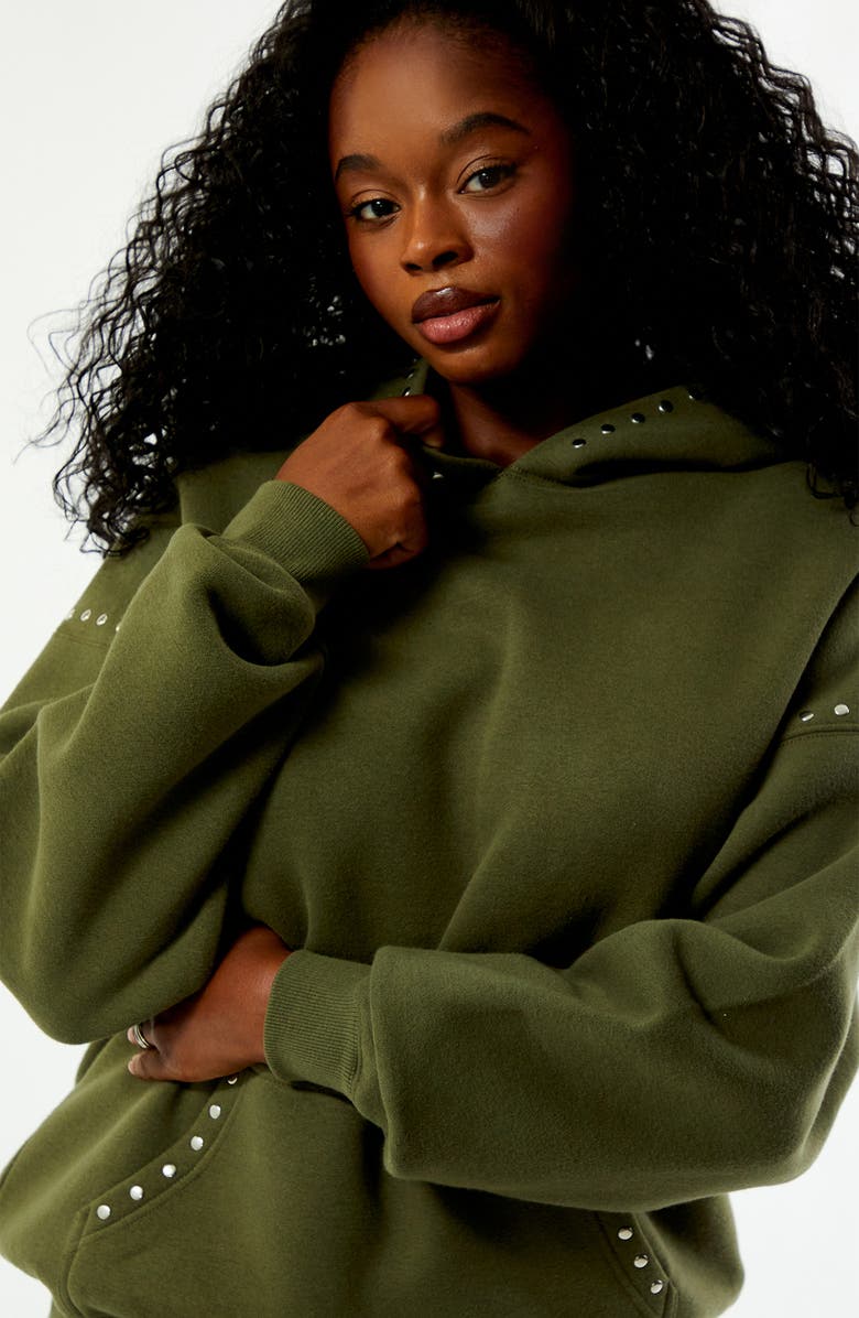 PacSun Studded Hoodie, Alternate, color, Green