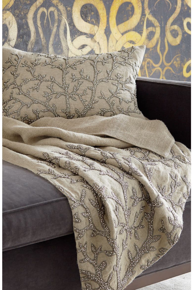 Tree Of Life Beaded Throw, Alternate, color, LINEN