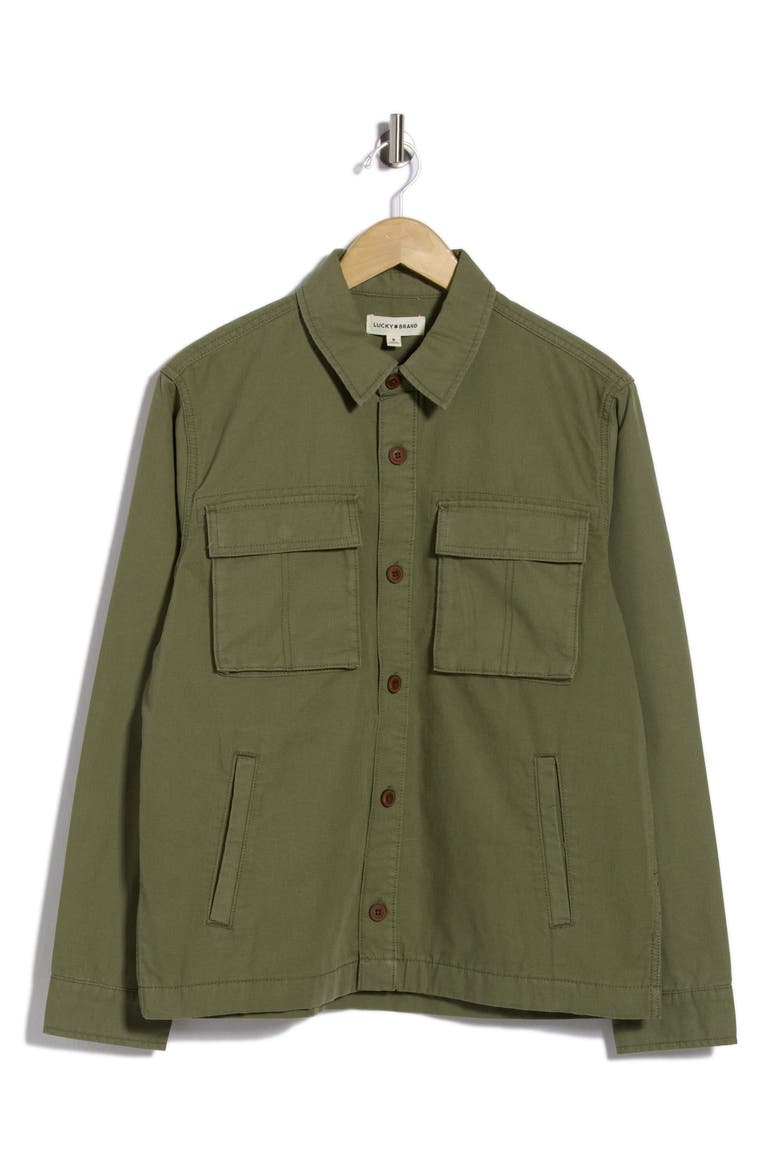 Utility Cotton Canvas Overshirt, Main, color, DUSTY OLIVE