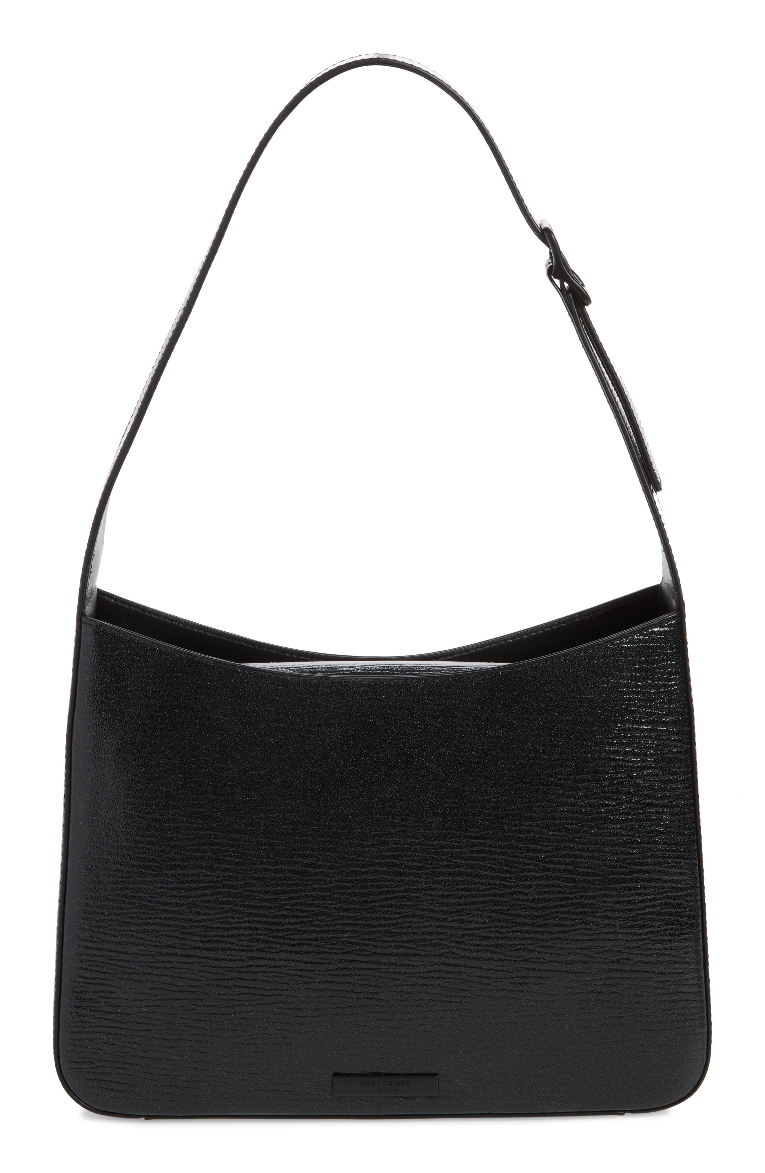 Kurt Geiger London Leather Hobo Bag, Alternate, color, Black
