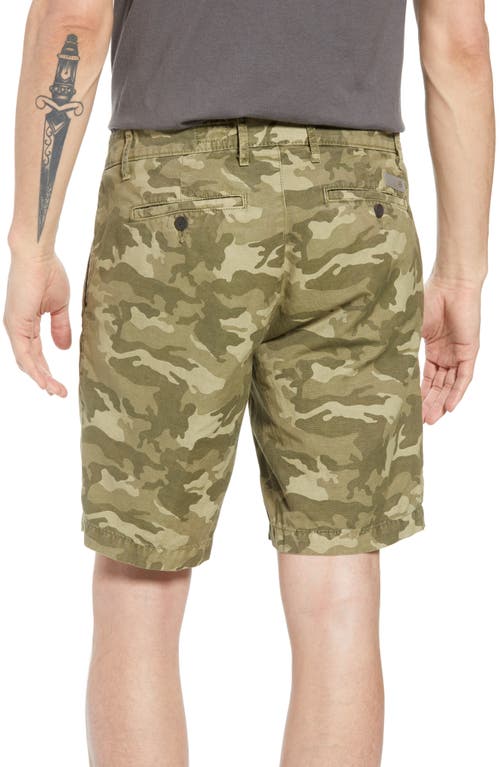 Ag Wanderer Slim Fit Cotton & Linen Shorts In Camo Dry Cypress