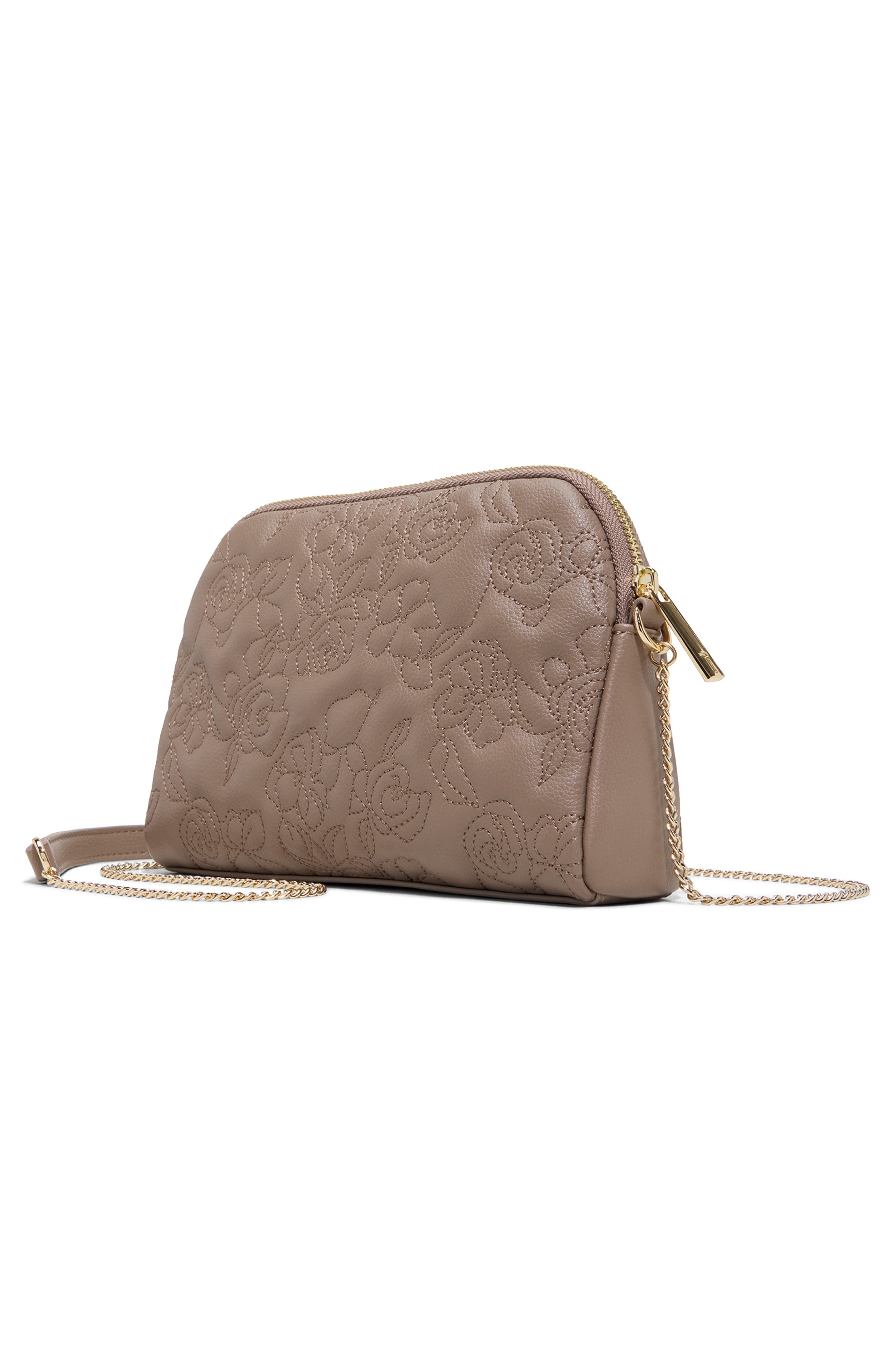 Ginny Quilted Faux Leather Crossbody Bag, Alternate, color, PEBBLE OPEN GREY