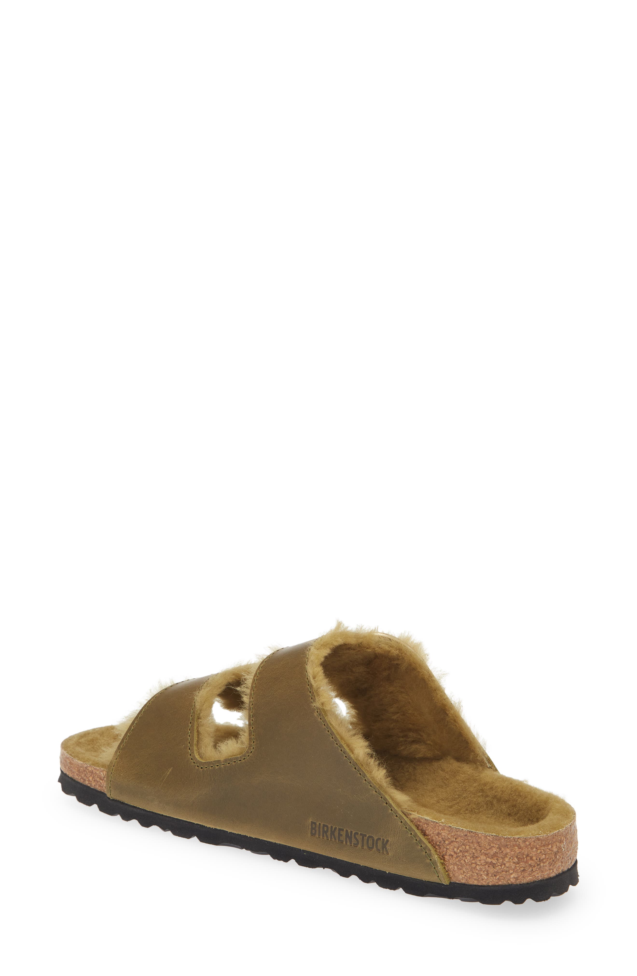 Arizona Big Buckle Genuine Shearling Lined Sandal, Alternate, color, GREEN OLIVE/ GREEN OLIVE