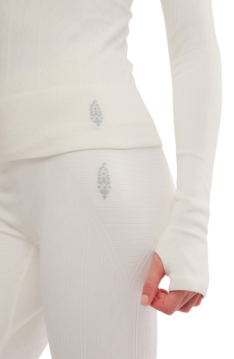 Free People Run Around Seamless Turtleneck Knit Top, Alternate, color, Ivory Combo