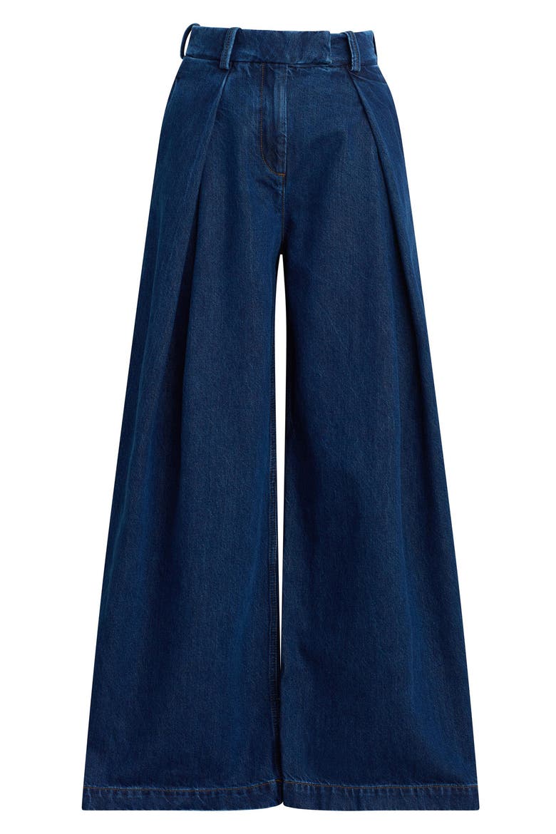 Pleats for Days High Waist Wide Leg Jeans, Alternate, color, DARK SEA