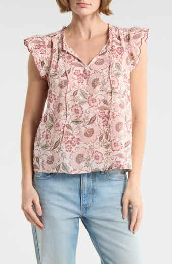 Floral Cap Sleeve Cotton Top