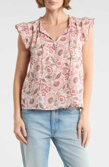 Floral Cap Sleeve Cotton Top