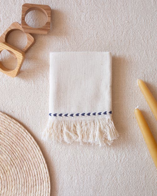 Kd Weave Braid Detail Napkin In White