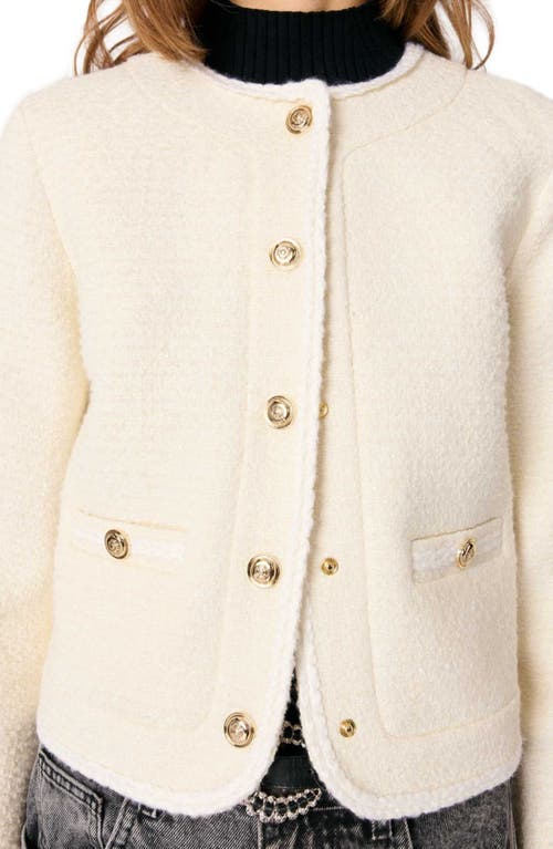 Maje Short Tweed Jacket In Ecru