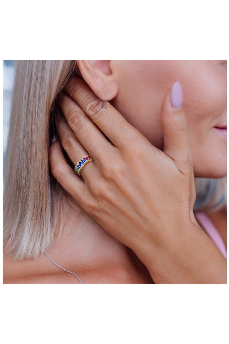 Multi-Color Lab Grown Sapphire Multi-Row Ring, Alternate, color, MULTI