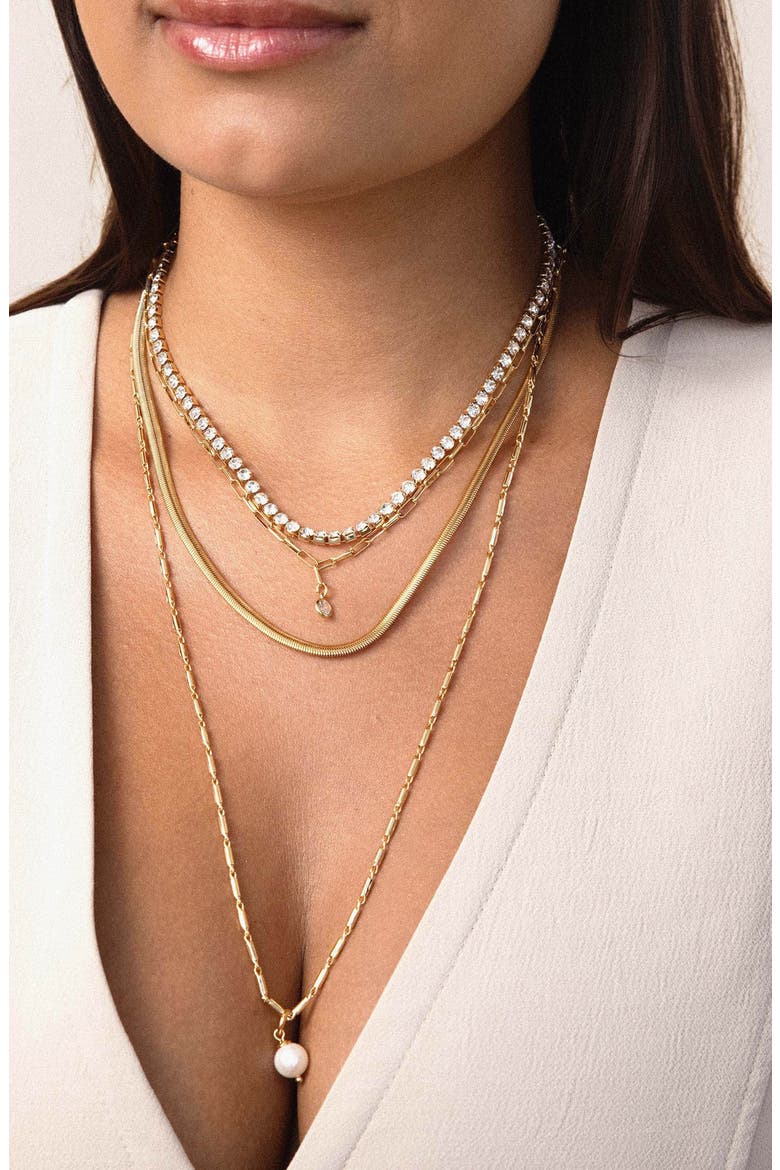 Maximalist Layered Crystal & Faux Pearl Necklace, Alternate, color, GOLD